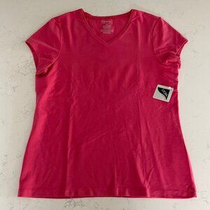 L.L.Bean Casual SS V Neck Pima Cotton Blend T Shirt Top Rose Pink Sz M NWT